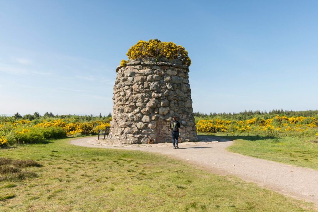 The Jacobite monument at Culloden Battlefield in Scotland