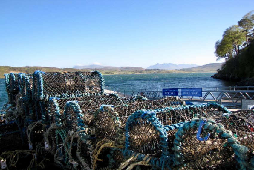 A stack of lobster pots in the Hebrides, Scotland