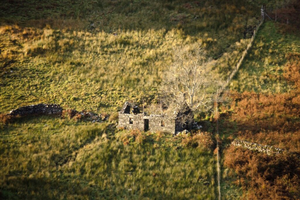 The ruins of a house in the Scottish Highlands