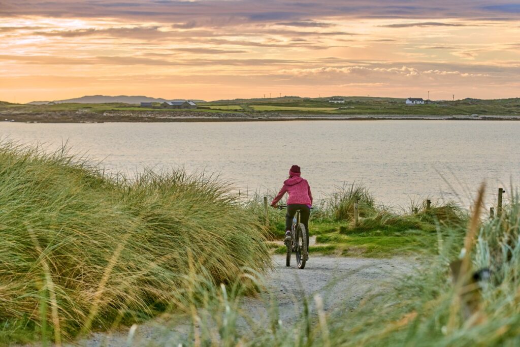 A woman riding a bike in Ireland